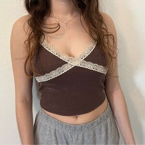 Lace brown crop top